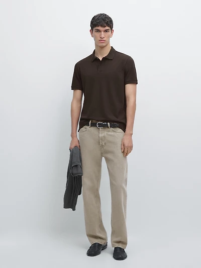 Micro textured cotton polo shirt