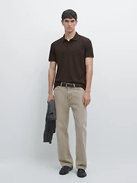 Micro textured cotton polo shirt