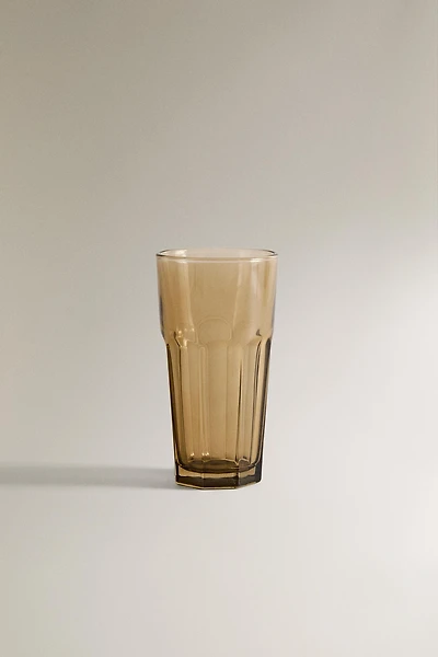 FACETED RAISED DESIGN GLASS SOFT DRINK TUMBLER