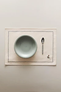 EMBROIDERED COTTON RABBIT PLACEMAT