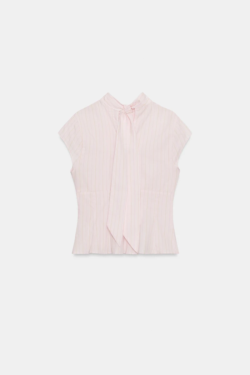 POPLIN TOP WITH TIE OPENING