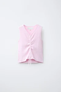 RIBBED KNIT RUCHED TOP