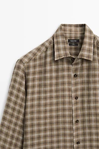 100% linen regular fit check shirt