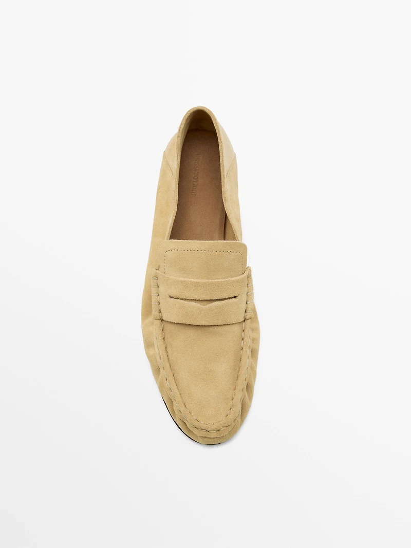 Soft split leather loafers