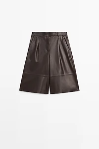 Bermuda long en cuir nappa