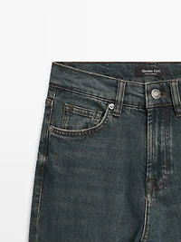 Mid-rise cropped slim fit jeans