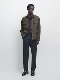 Cotton blend slim fit pants