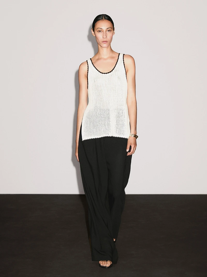 100% cotton strappy crochet top