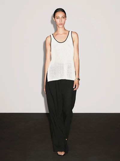 100% cotton strappy crochet top