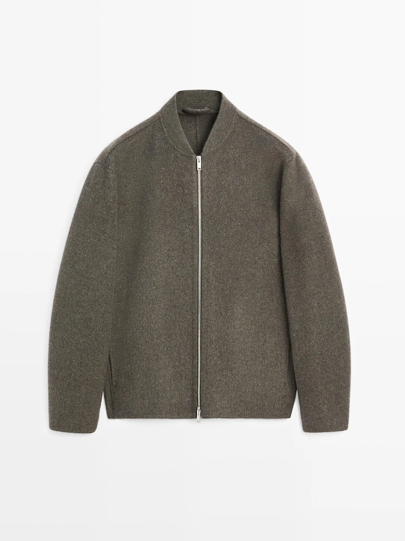 Wool blend bomber jacket