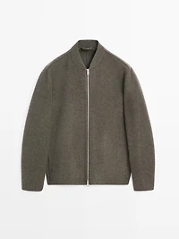 Wool blend bomber jacket