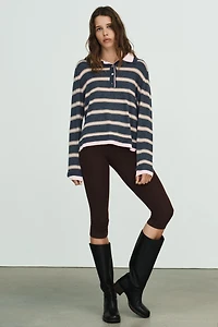 STRIPED COMBINED KNIT POLO SHIRT