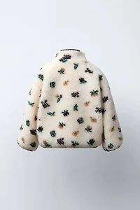 FLEECE FLORAL JACKET