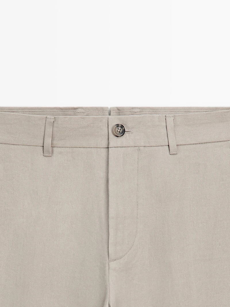 100% linen tapered fit trousers