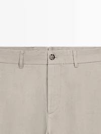 100% linen tapered fit trousers