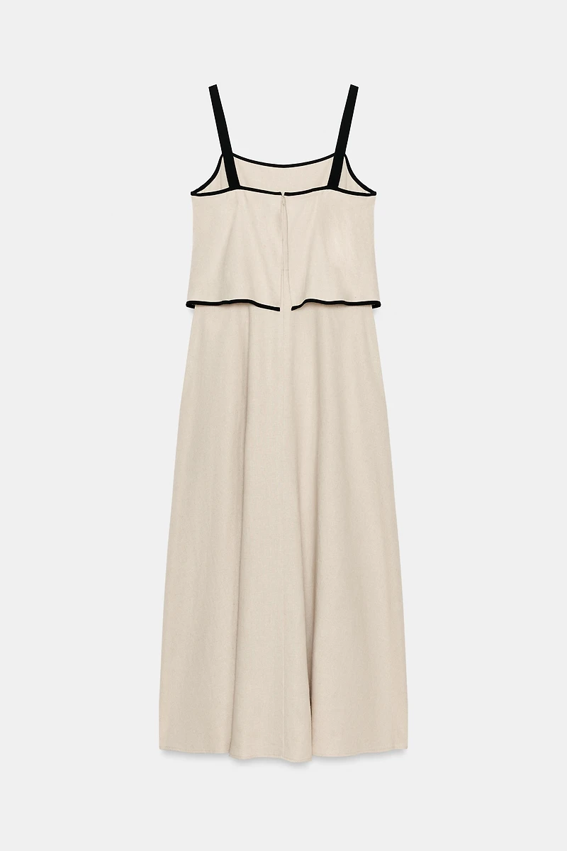 LINEN BLEND MIDI DRESS