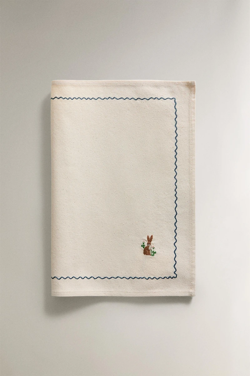 SET DE TABLE COTON BRODÉ LAPIN
