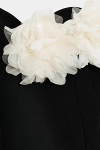 CONTRAST FLORAL STRAPLESS DRESS