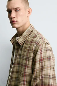 PLAID SHIRT WITH DISTRESSED EFFECTS