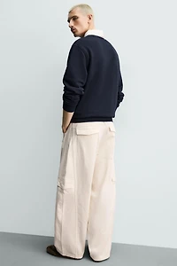 SEAMED BAGGY FIT CARGO PANTS