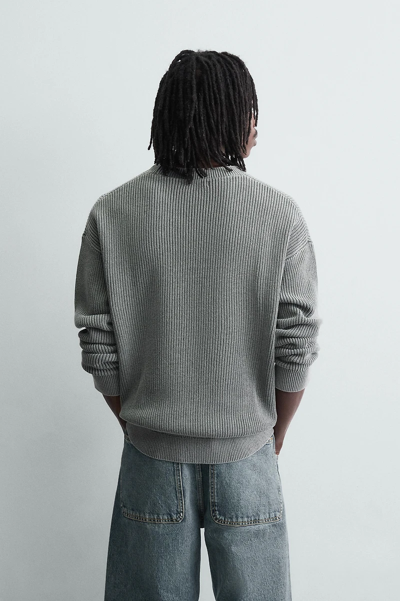 WASHED RIBBED TEXTURED JUMPER