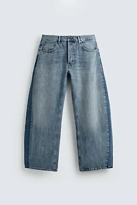 LOOSE BALLOON FIT JEANS WITH CONTRASTING BANDS