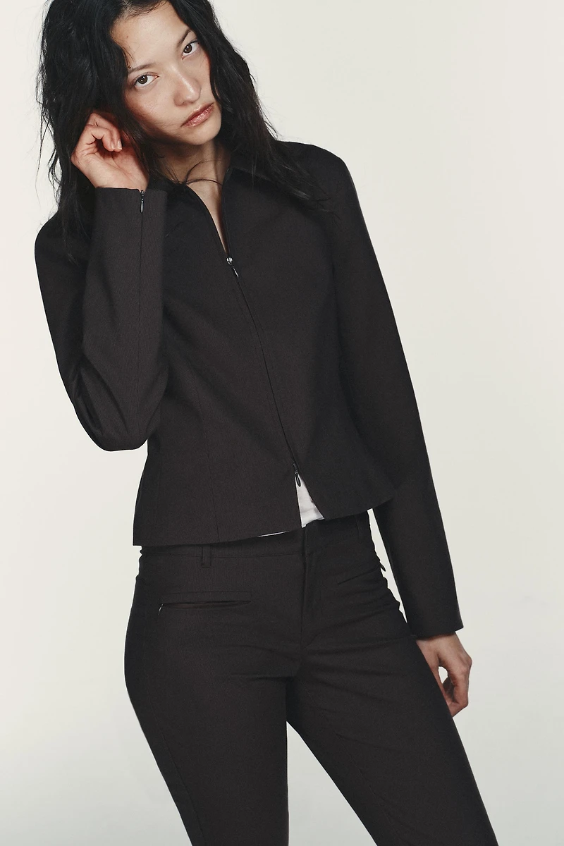 STRIPED ZIPPER JACKET