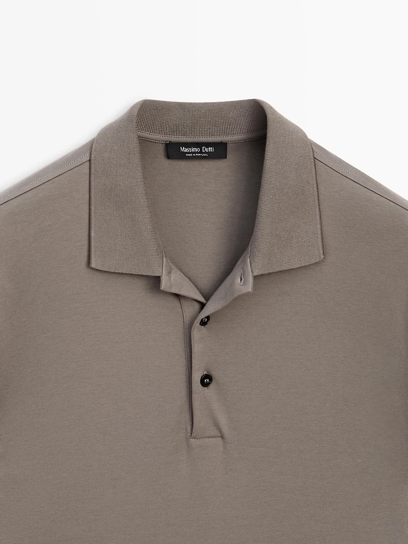 Cotton blend short sleeve polo shirt