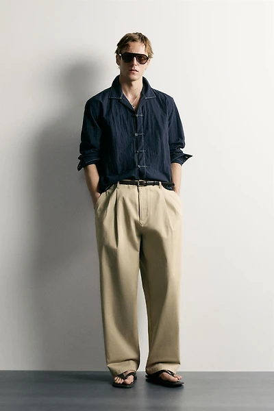 TEXTURED RELAXED FIT SHIRT WITH FROG FASTENINGS