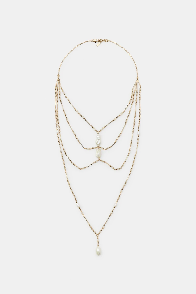 MIXED PEARL CASCADE NECKLACE