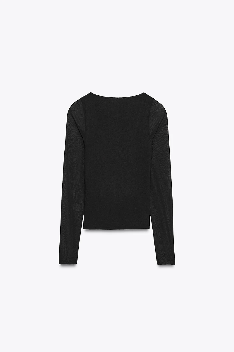 SEMI-SHEER COMBINATION T-SHIRT