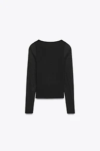 SEMI-SHEER COMBINATION T-SHIRT