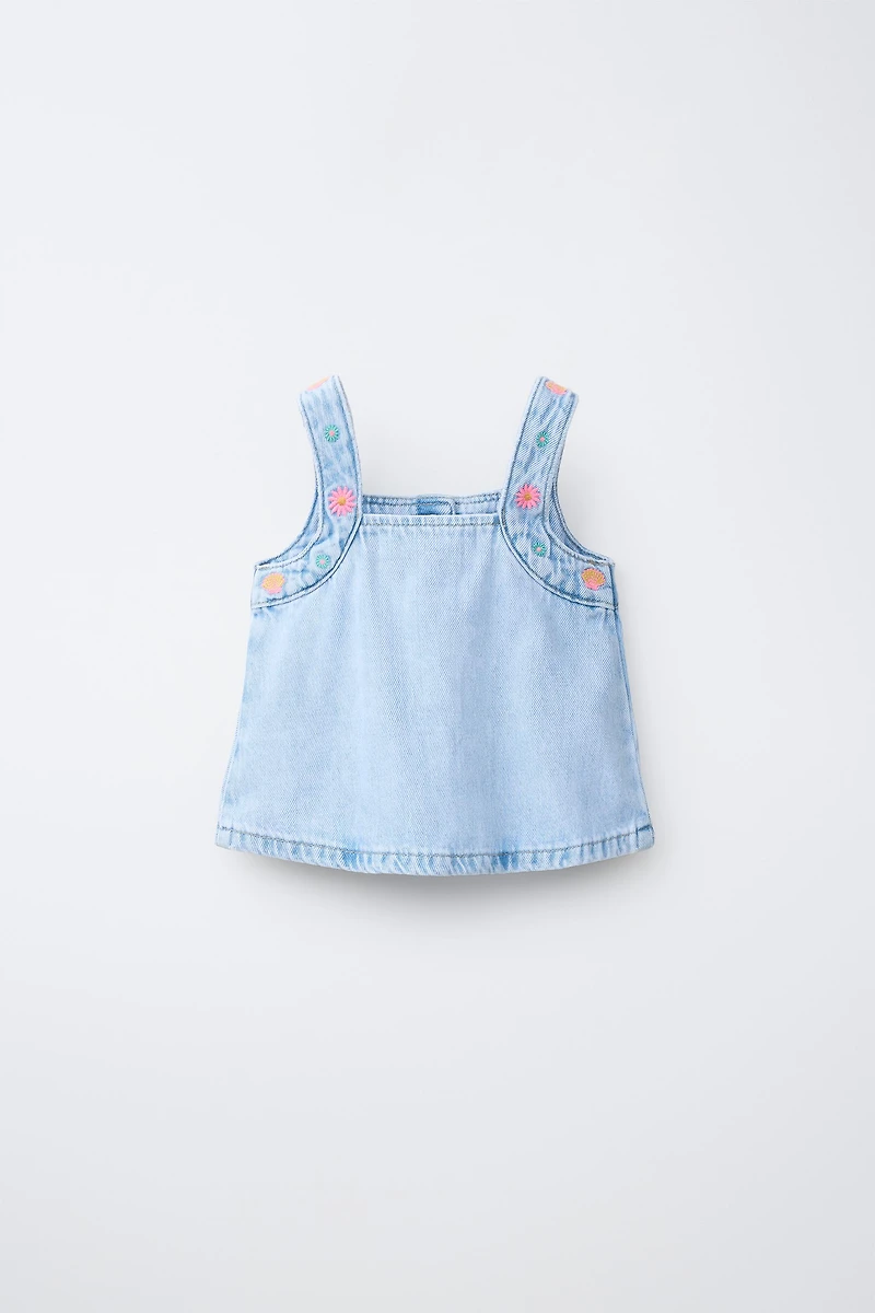 EMBROIDERED DENIM TOP