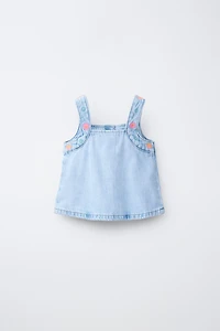 EMBROIDERED DENIM TOP