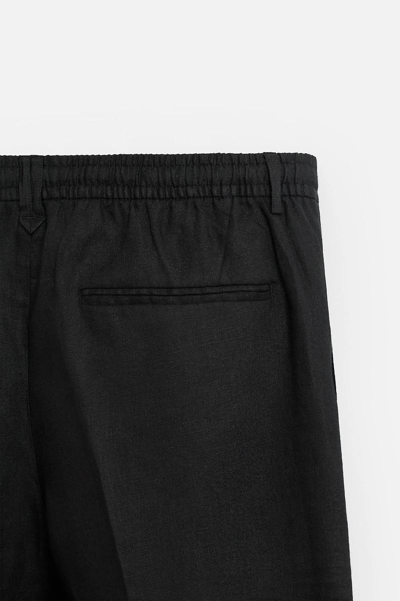 100% LINEN REGULAR FIT PANTS