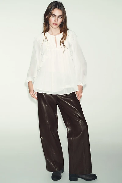 RUFFLED PIN TUCK BLOUSE