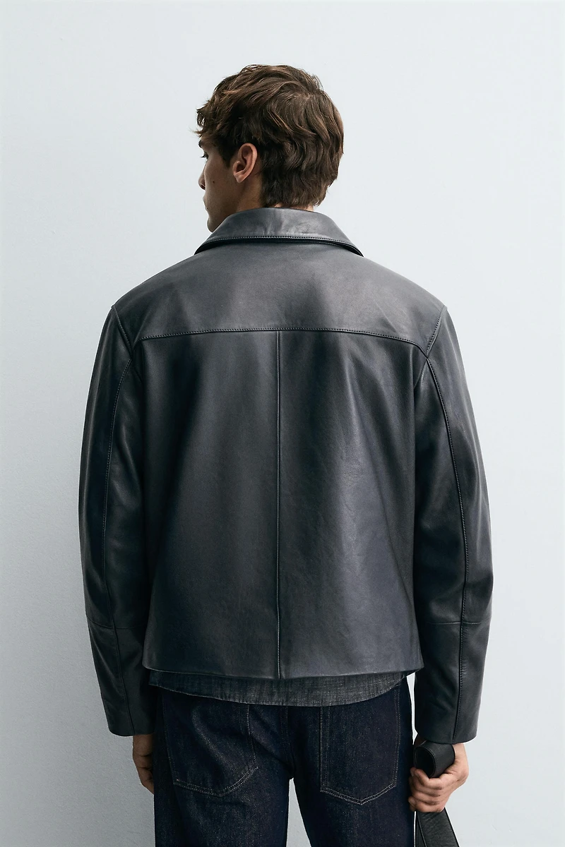 BOXY FIT LEATHER JACKET