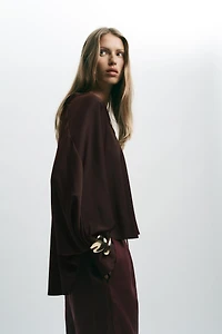 SATIN EFFECT CAPE SLEEVE BLOUSE