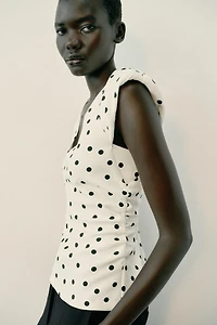 POLKA DOT SHOULDER PAD TOP