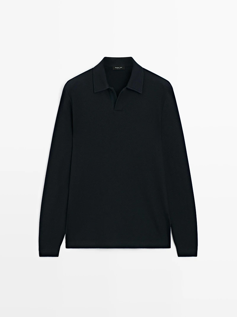 Polo manches longues texturé