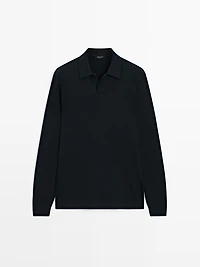 Polo manches longues texturé