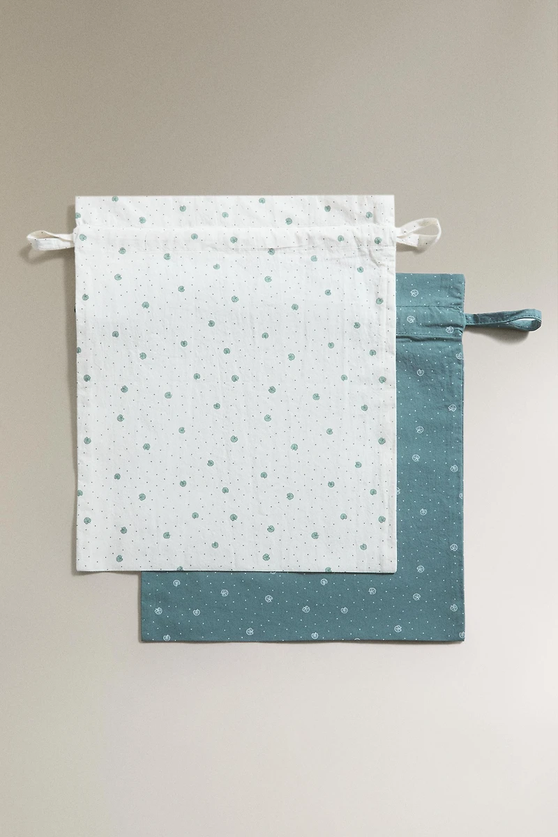 KIDS' COTTON LEAF CLOTHING BAG