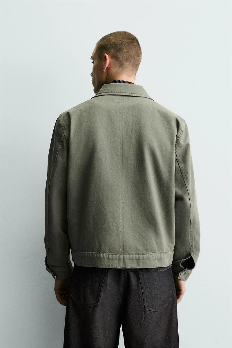 WASHED ZIP-UP OVERSHIRT
