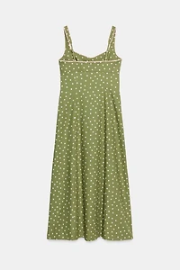 POLKA DOT LINEN MIDI DRESS