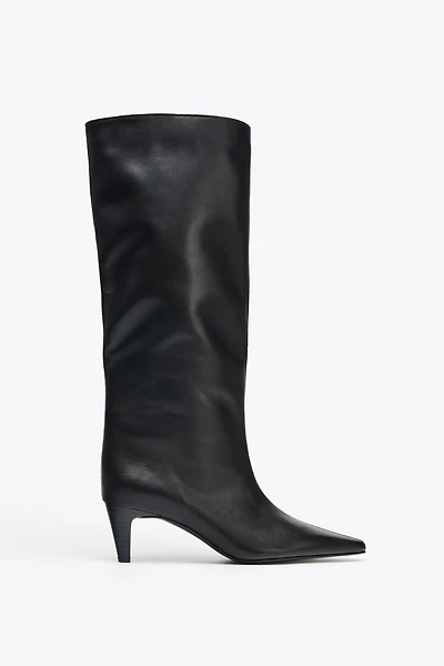 BOTTES À TALONS KITTEN EN CUIR