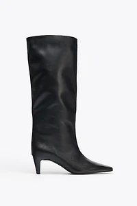 BOTTES À TALONS KITTEN EN CUIR
