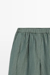 Flowing wide-leg linen blend trousers
