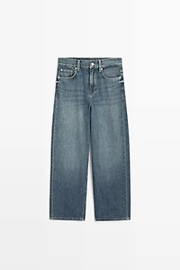 Mid-waist cropped wide-leg jeans