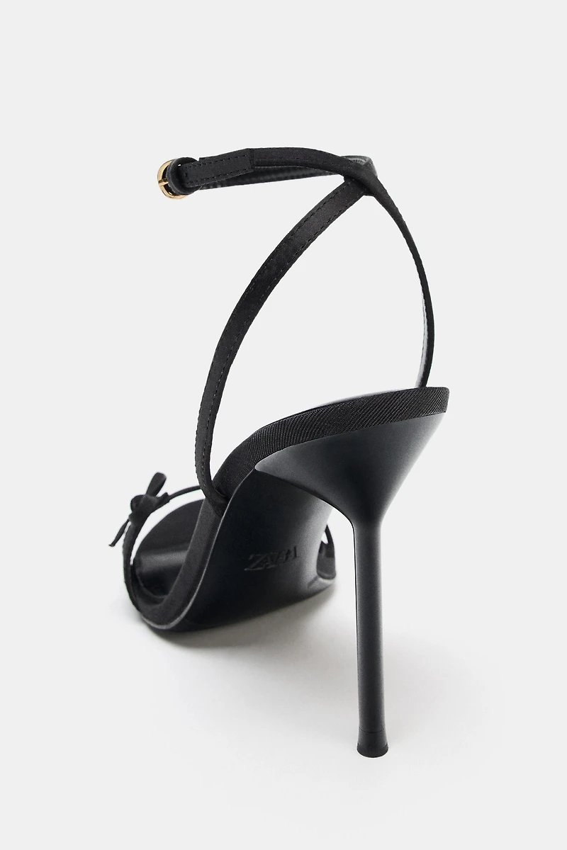 SATIN STRAPPY HEELED SANDALS