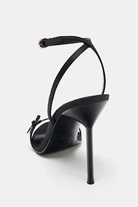 SATIN STRAPPY HEELED SANDALS